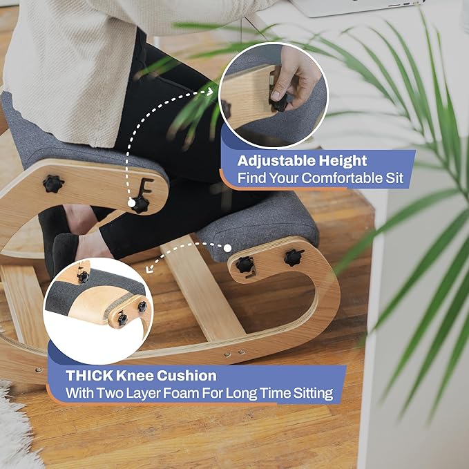 Ergonomic Kneeling Chair with 2 Knee Pads